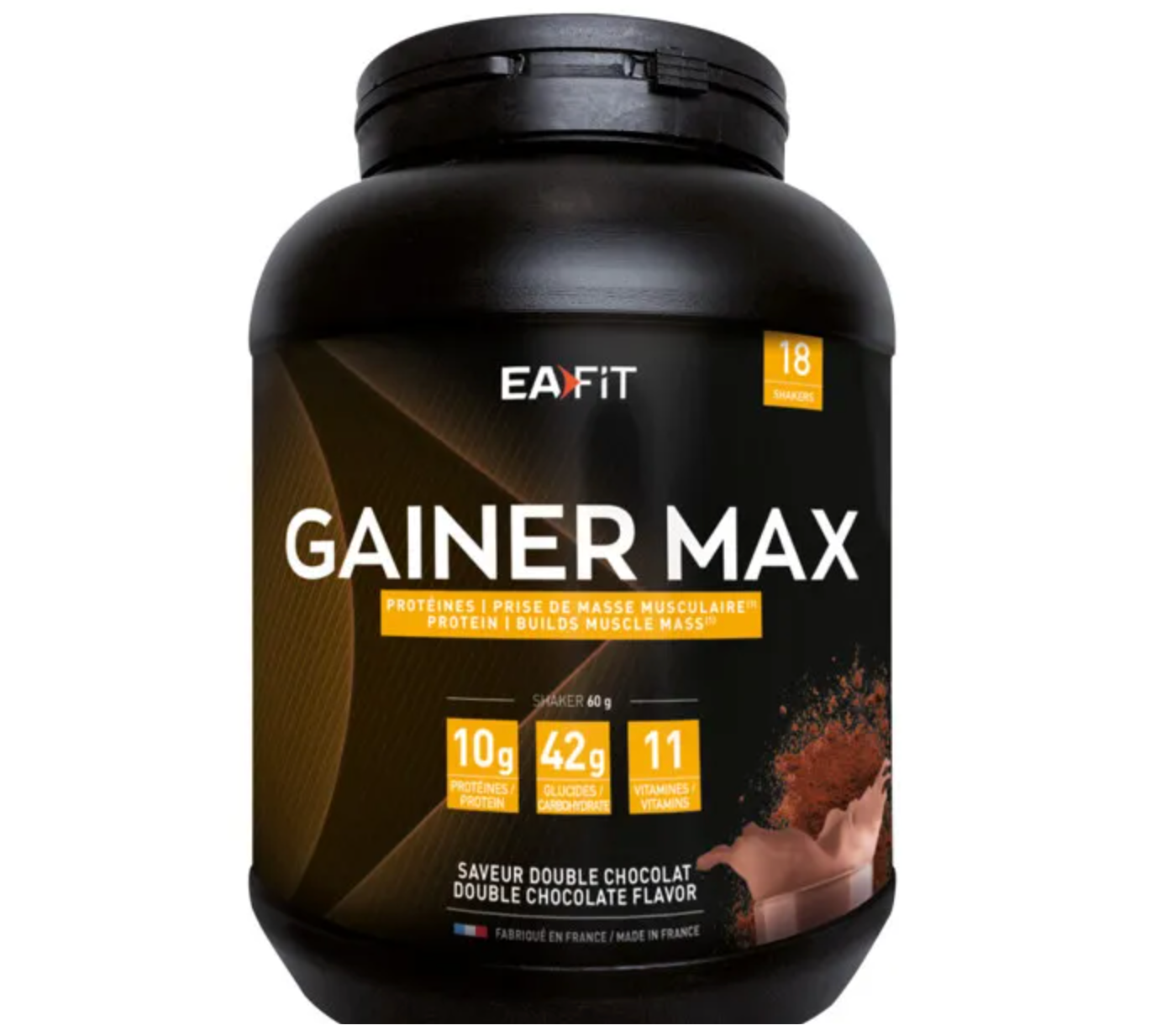 Gainer Max - EAFIT - Double Chocolat - 1100g - 42g de glucides - 10g de protéines