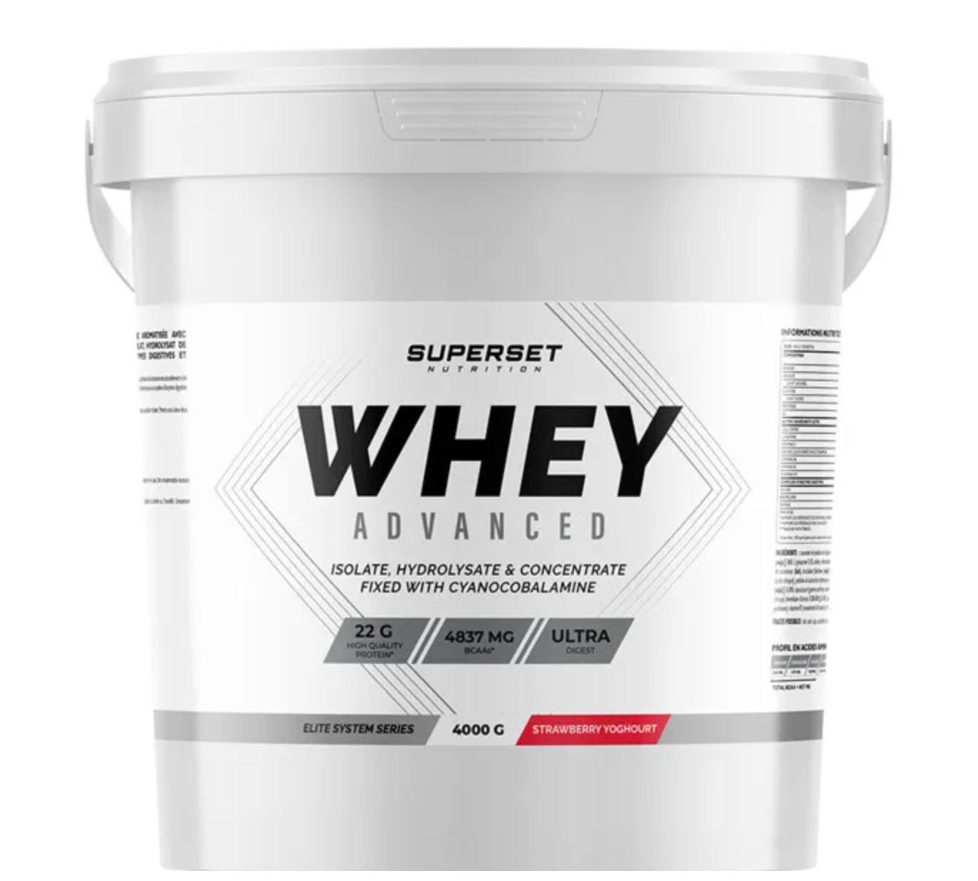 Whey protéine - Superset Nutrition - 100% WHEY PROTEINE ADVANCED (4KG) - Saveur Fraise Yogourt