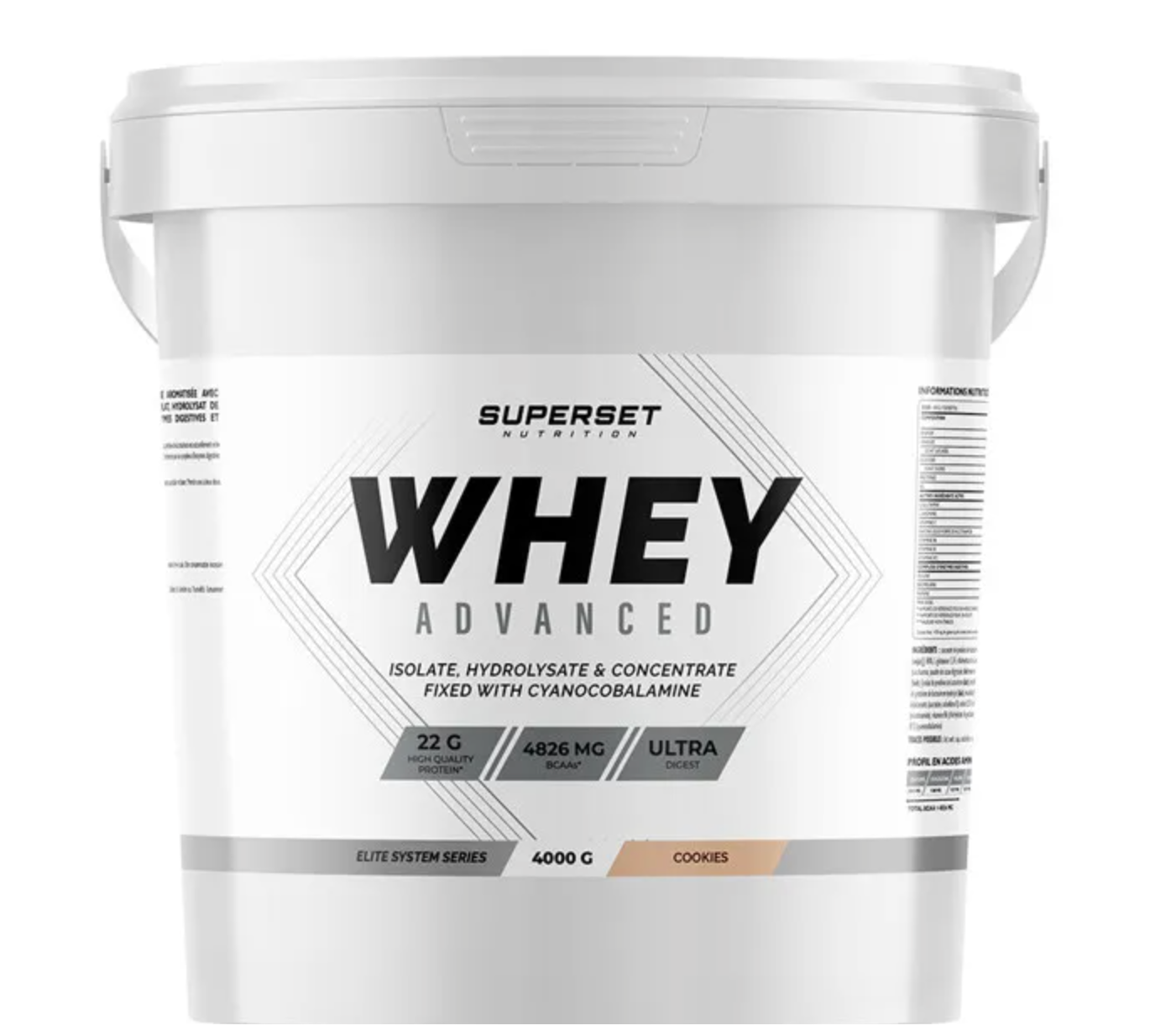 Whey protéine - Superset Nutrition - 100% WHEY PROTEINE ADVANCED (4KG) - Saveur Cookies